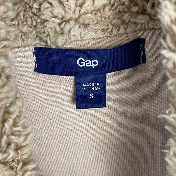 Gap Women’s Tan Faux Fur Collar Button Wrap Vest Size Small - Picture 3 of 4